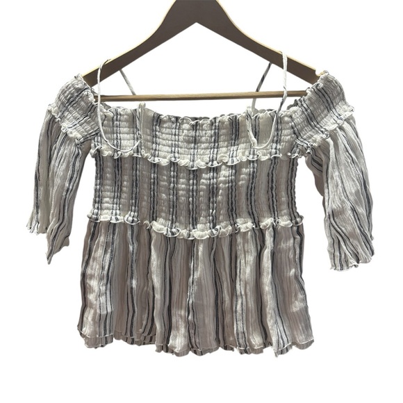 ATM Anthony Thomas Melillo Off-Shoulder Striped Smocked Top M - Picture 8 of 8
